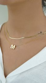 پلاک طلا حرف M انگلیسی